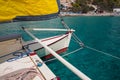 Sailing Catamaran with yellow sails in Ibiza Spain Royalty Free Stock Photo